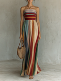 Vera | Buntes Trägerkleid in Maxilänge