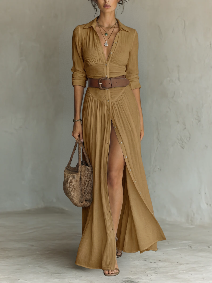 Vera | Leinenkleid mit Reverskragen