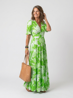 Vera | Florales Midi-Kleid mit V-Ausschnitt