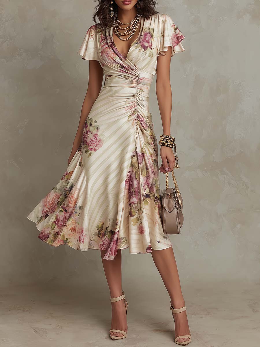 Vera | Romantisches Blumen-Satiinkleid