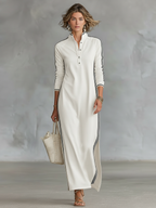Vera | Langes Sweatkleid mit Knopfdetails