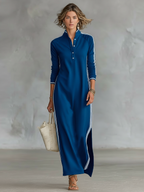 Vera | Langes Sweatkleid mit Knopfdetails