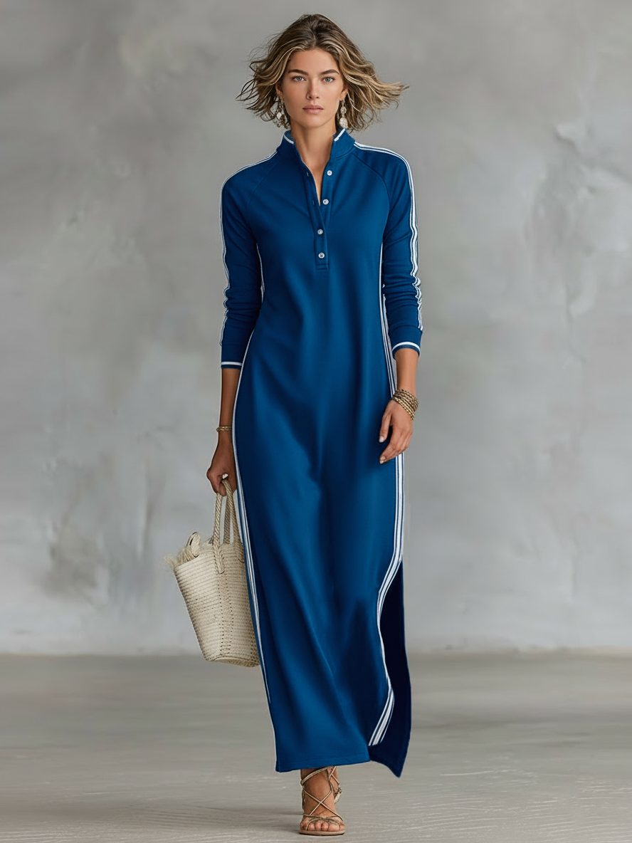 Vera | Langes Sweatkleid mit Knopfdetails