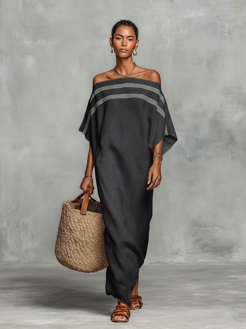 Frieda | Luftiges Off-Shoulder Leinenkleid
