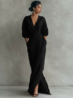 Frieda | Zartes Leinenkleid mit V-Ausschnitt