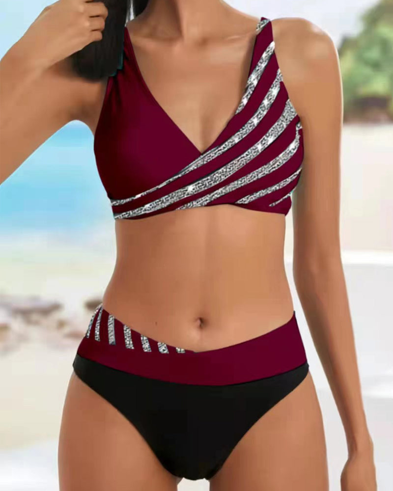 Vera | Gemusterter Bikini in Erdtönen