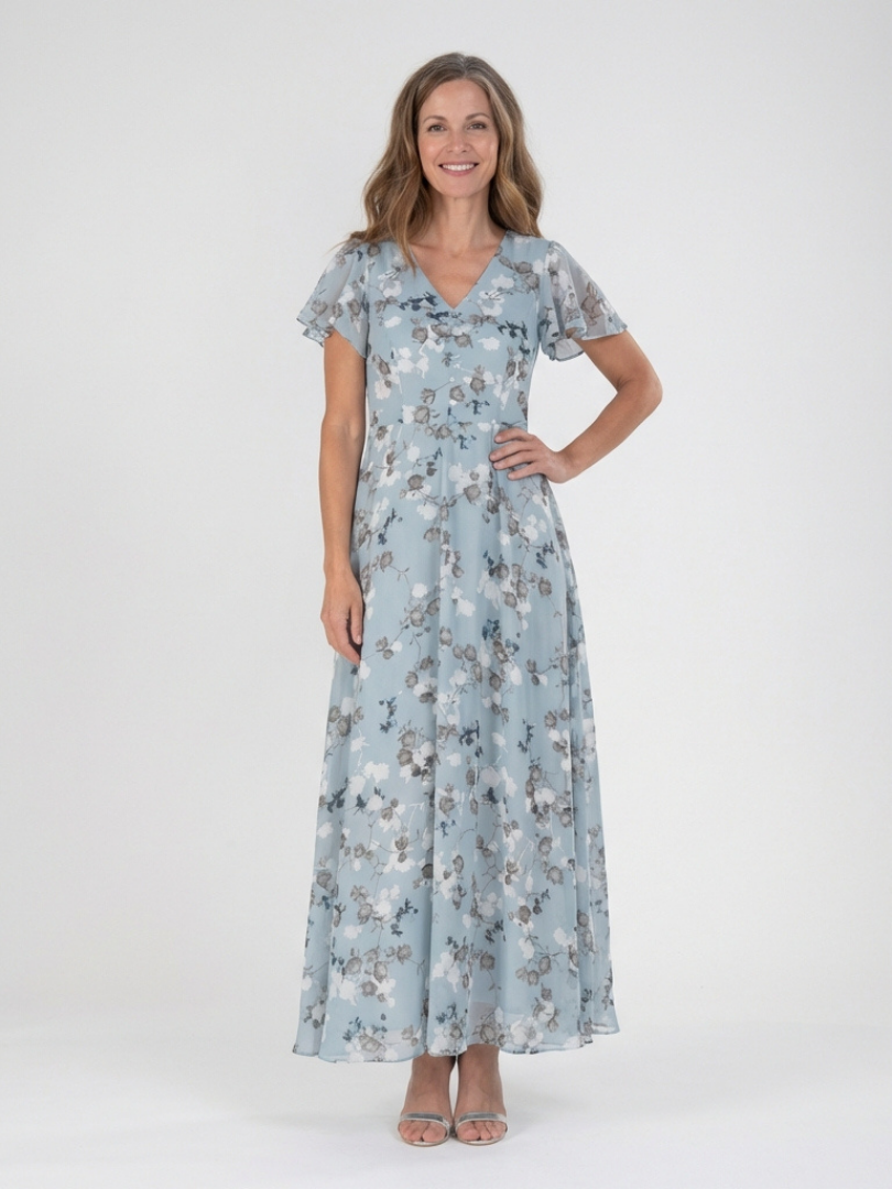 Vera | Verspieltes Chiffon Maxikleid mit Blumen
