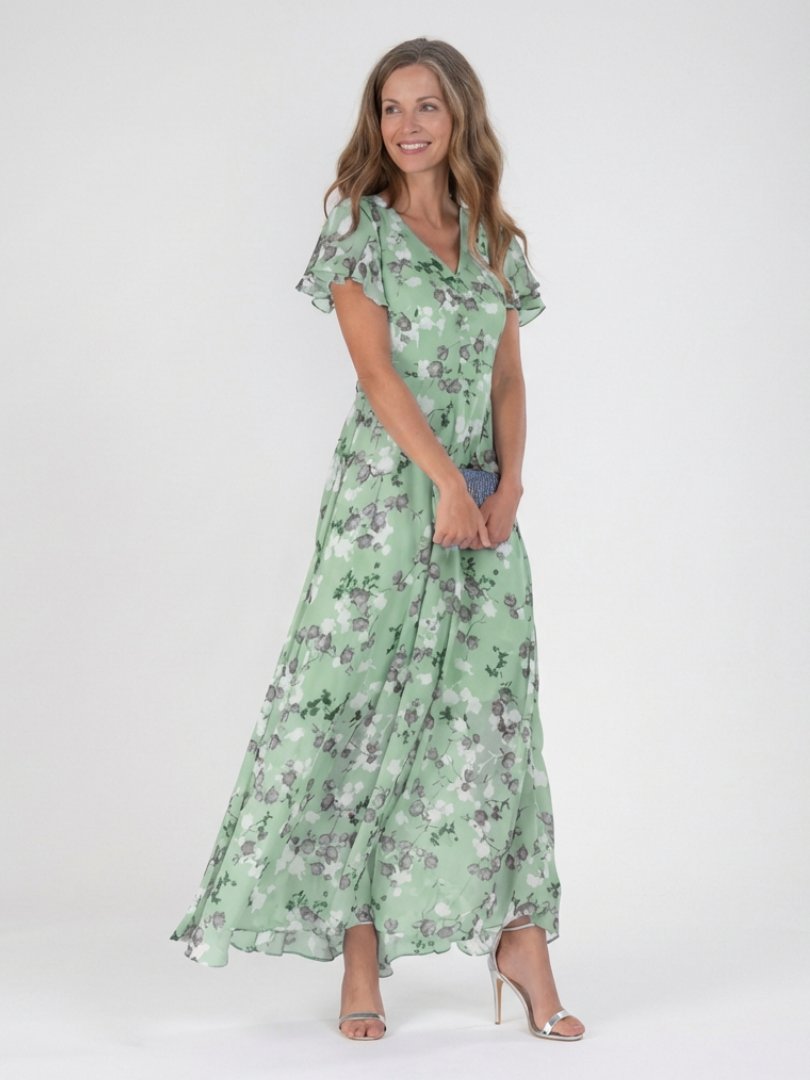 Vera | Verspieltes Chiffon Maxikleid mit Blumen