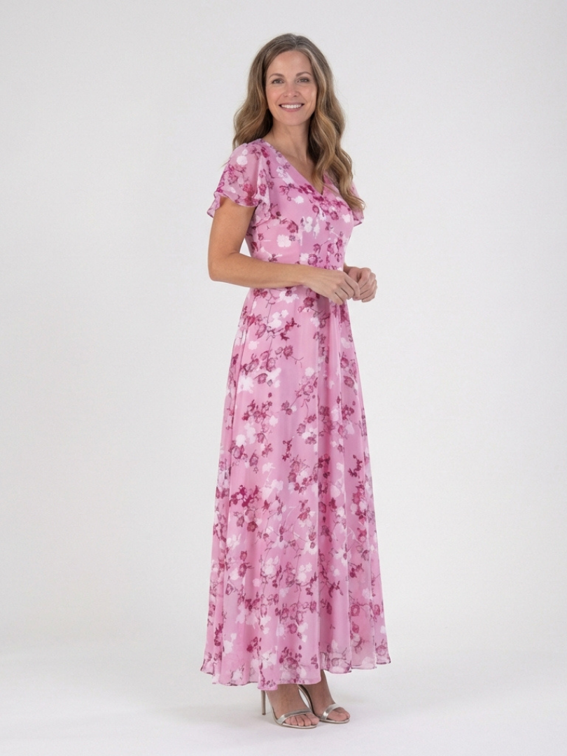 Vera | Verspieltes Chiffon Maxikleid mit Blumen