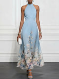 Frieda | Florales Chiffon-Maxikleid mit Neckholder