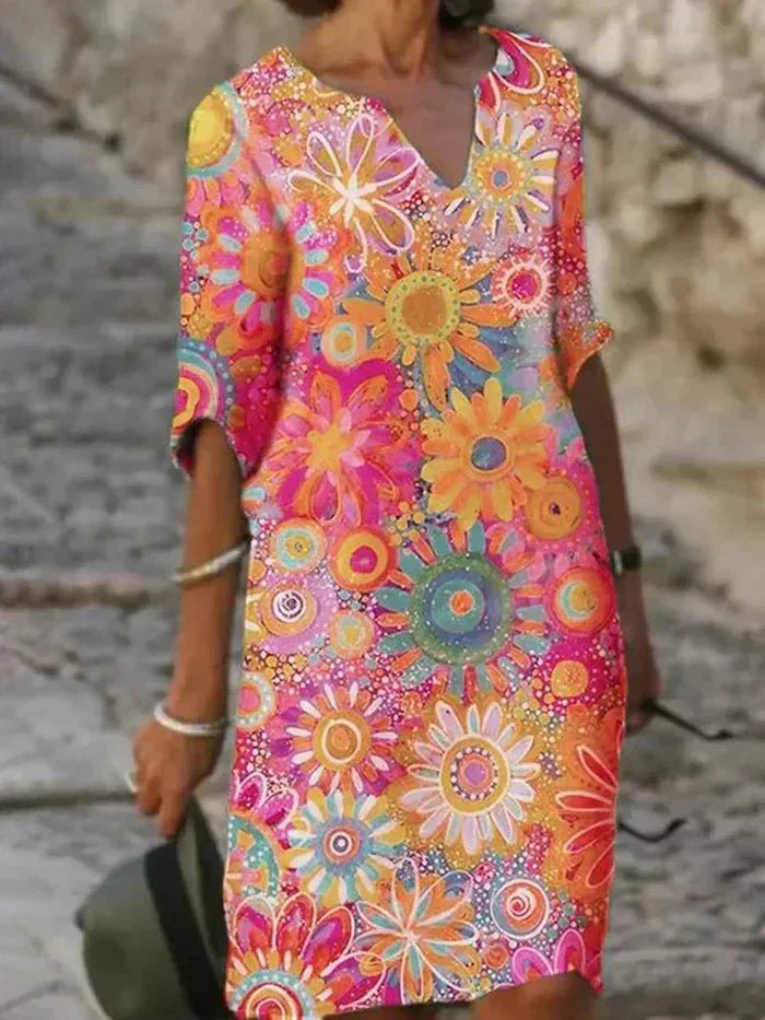 Lena | Verspieltes Midi-Kleid mit Blumenprint