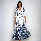 Lena | Fließendes Wickel-Maxikleid mit Blumenprint