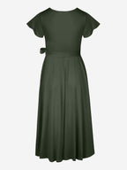 Nora | Midi Wickelkleid mit Flügelärmeln und integrierter Tasche
