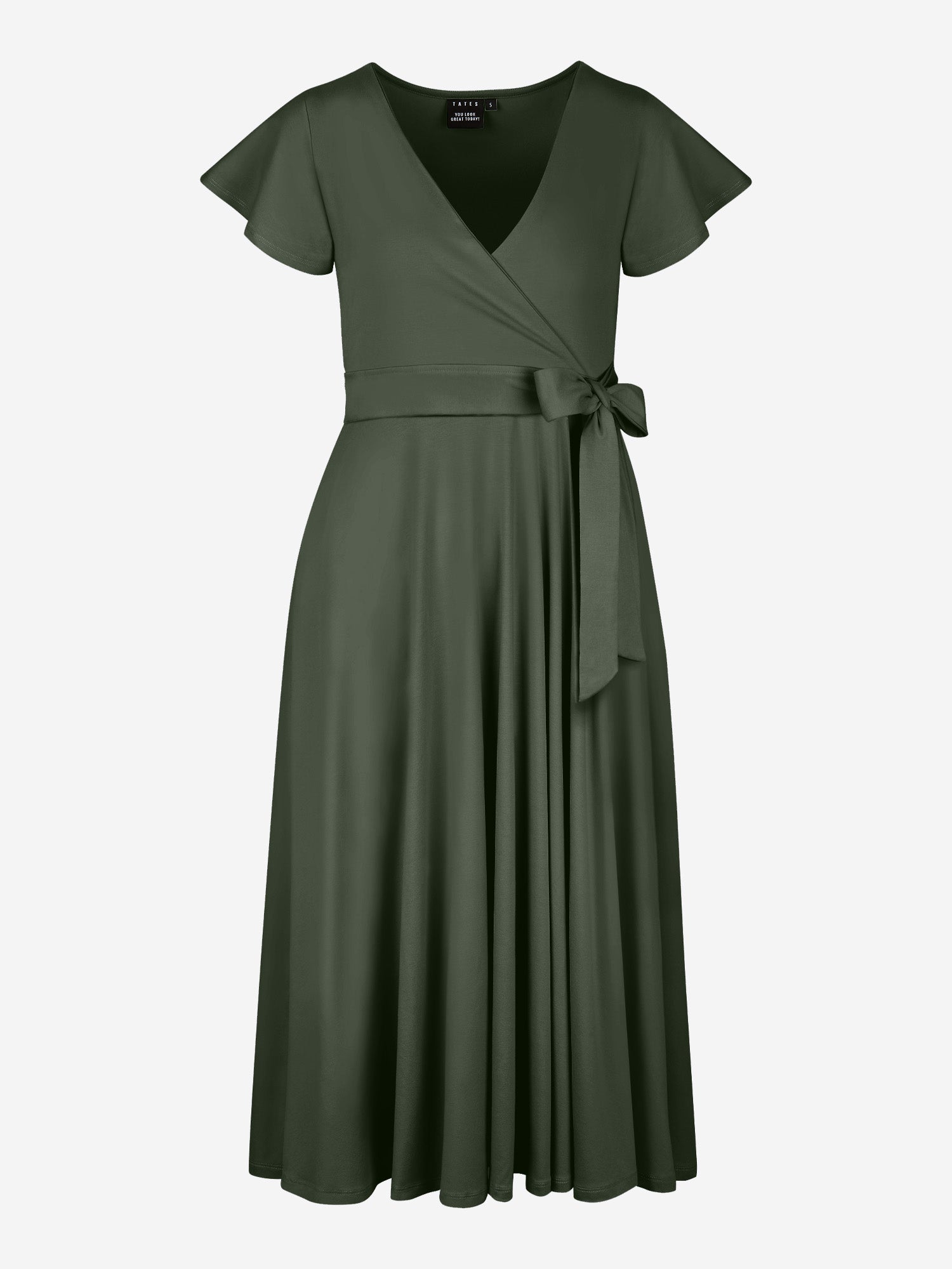 Nora | Midi Wickelkleid mit Flügelärmeln und integrierter Tasche