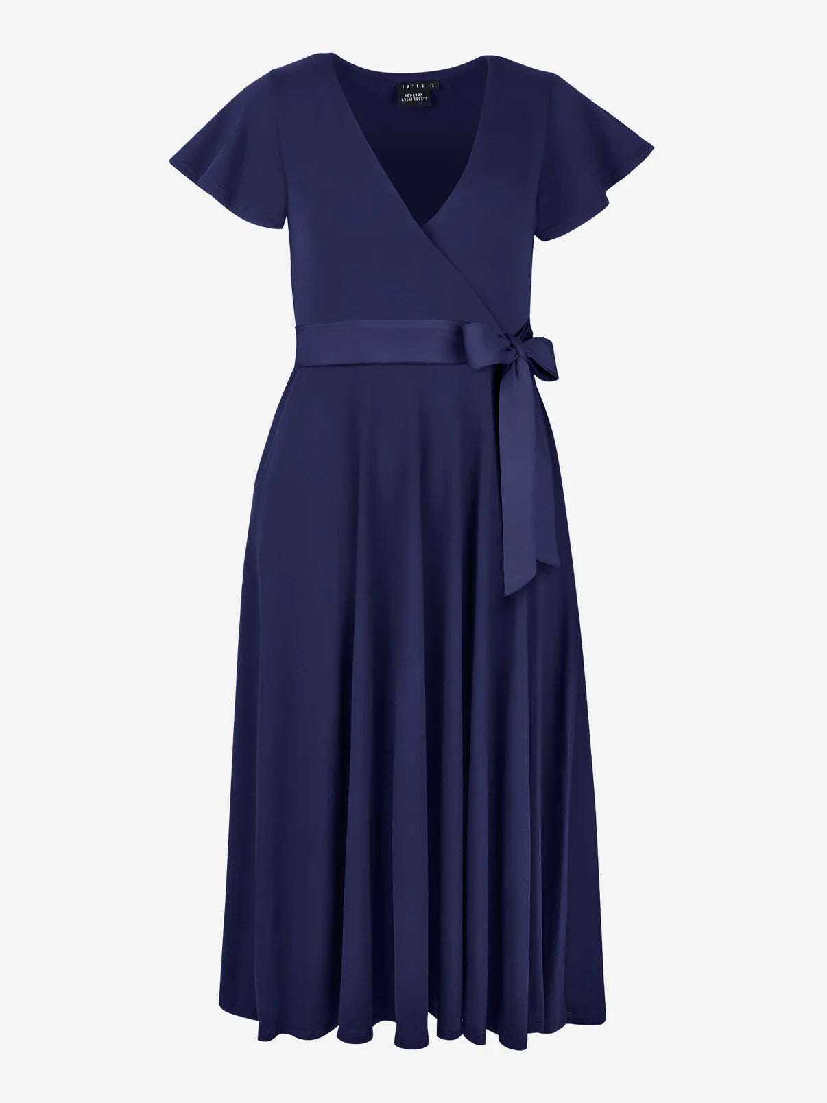 Nora | Midi Wickelkleid mit Flügelärmeln und integrierter Tasche