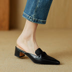 Vera | Spitze Leder-Mules mit Absatz