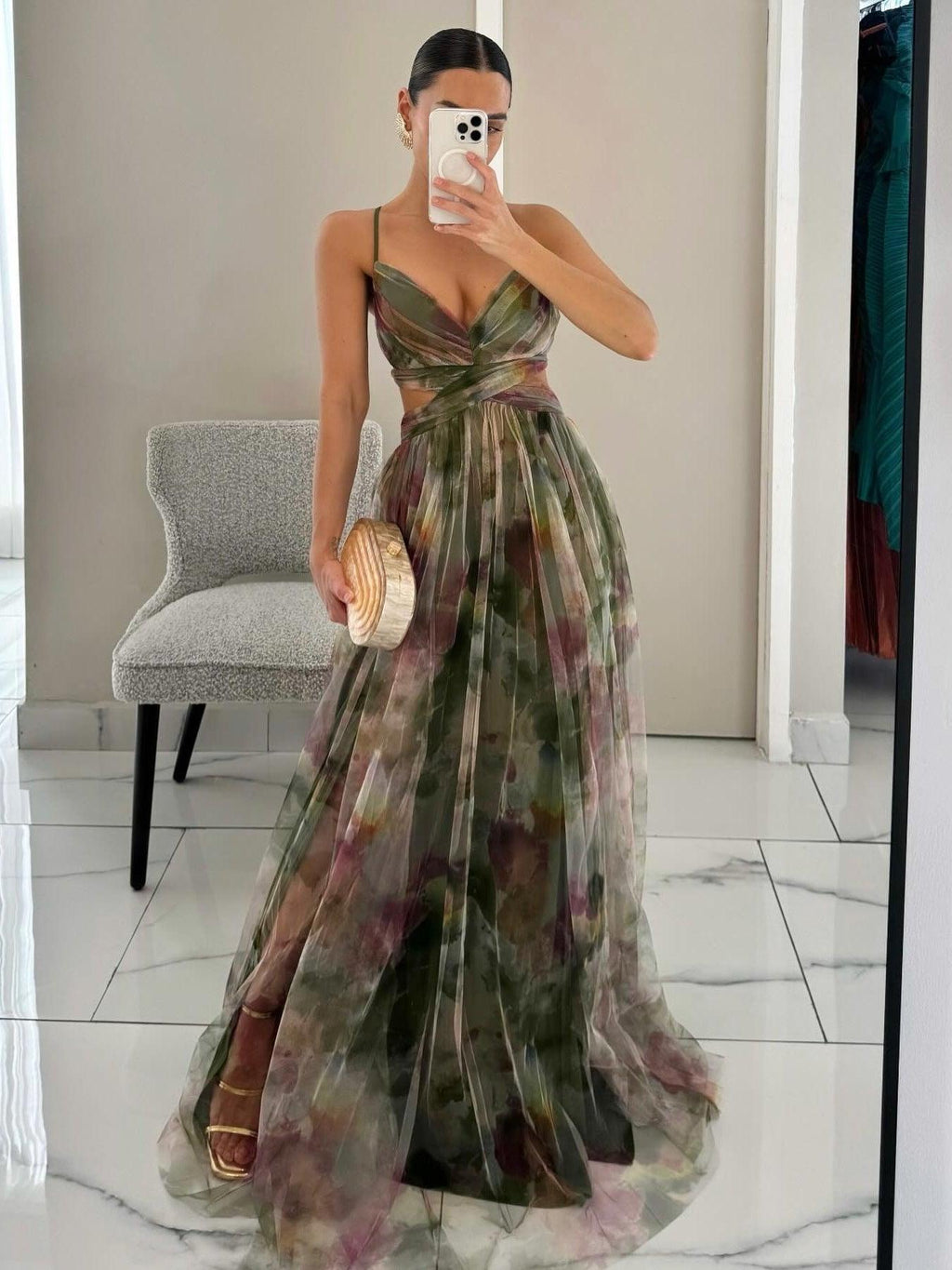 Vera | Florales Maxikleid mit V-Ausschnitt