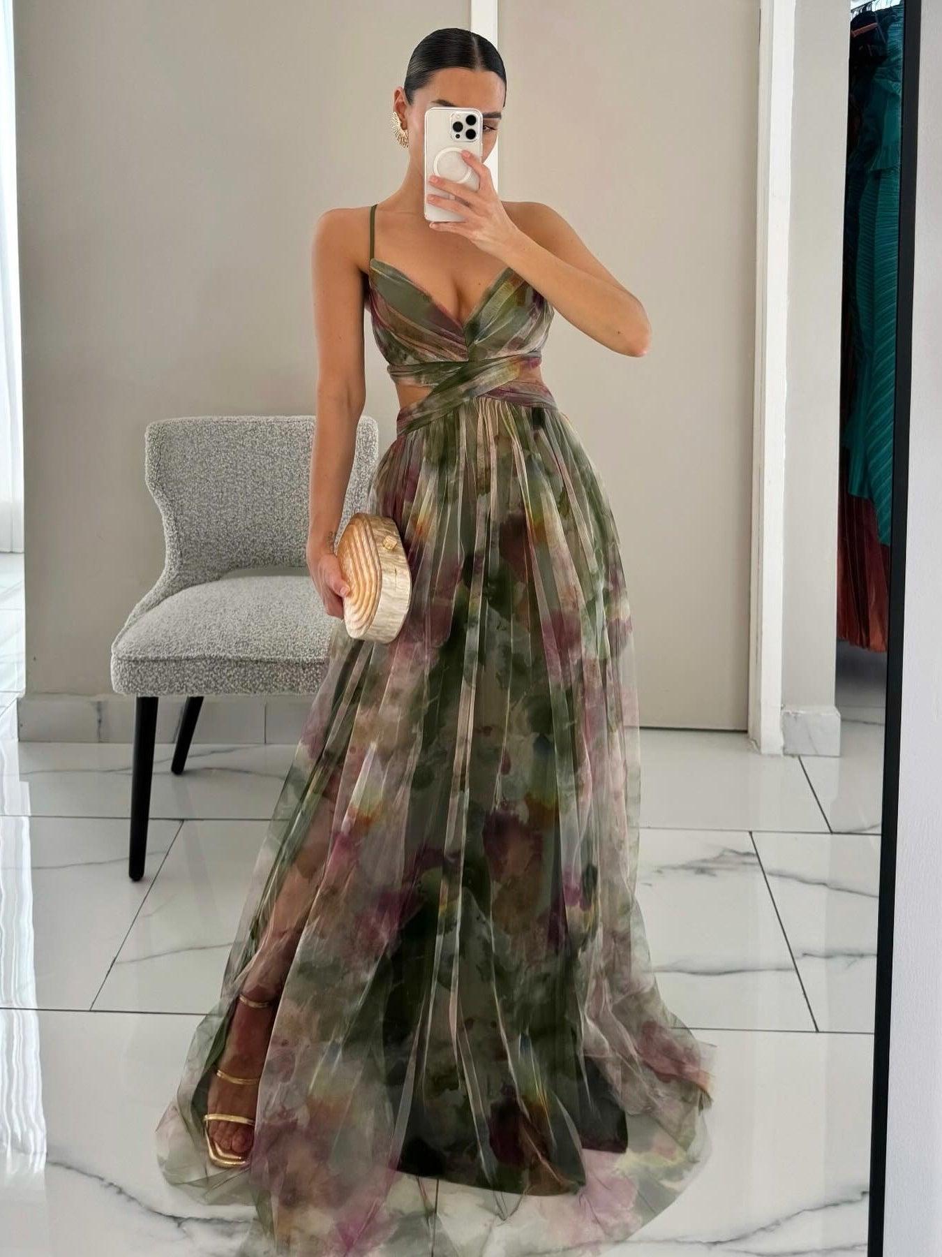 Vera | Florales Maxikleid mit V-Ausschnitt