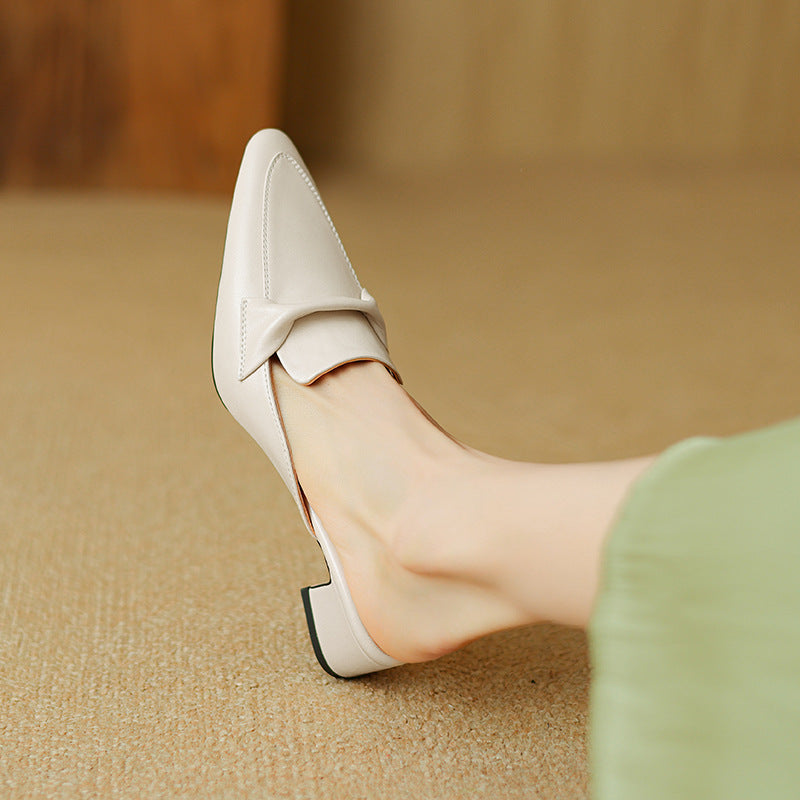 Vera | Spitze Leder-Mules mit Absatz