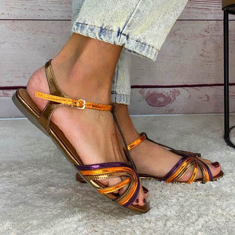 Vera | Flache Sandale mit T-Steg