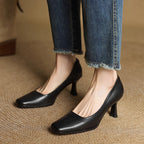Vera | Quadratische Pumps aus Leder