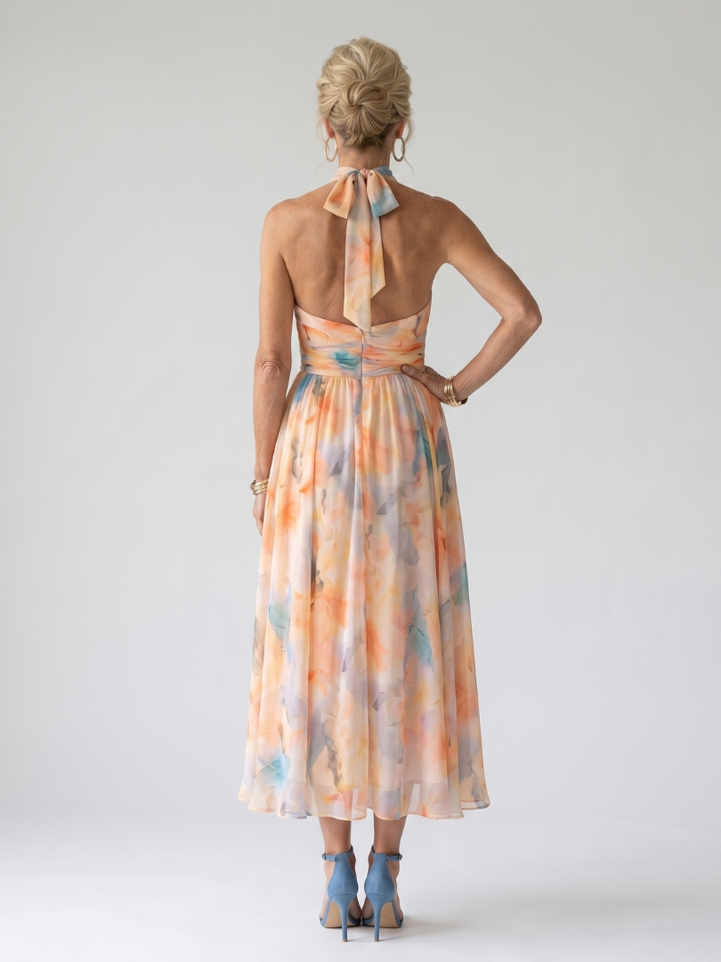 Aurelie | Weiches Halter Midi Kleid