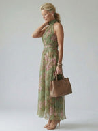 Isolde | Gerafftes Halter-Midikleid