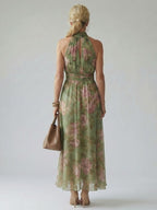 Isolde | Gerafftes Halter-Midikleid