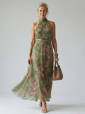 Isolde | Gerafftes Halter-Midikleid