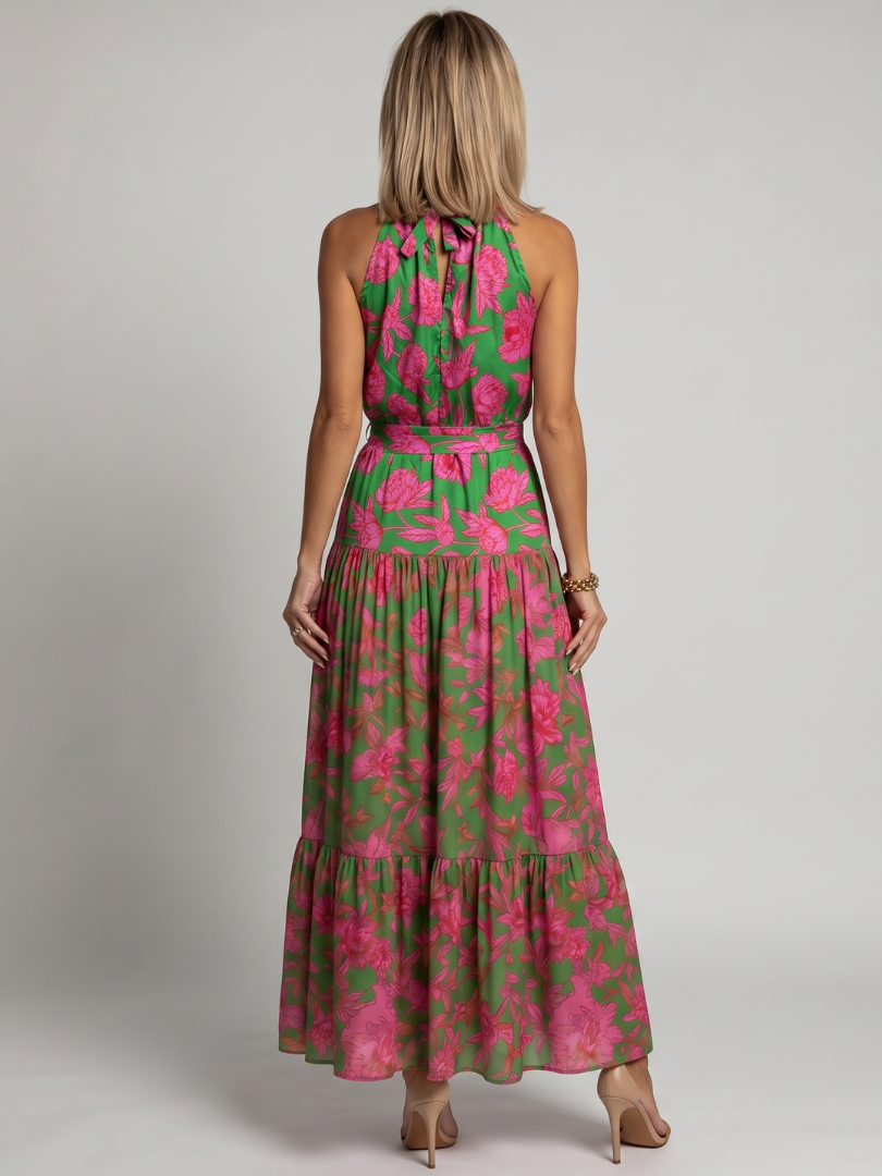 Wilhelmine | Drapiertes Halter-Midi-Kleid