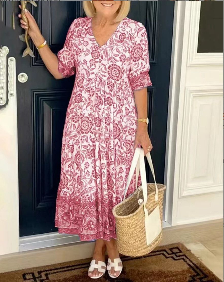 Vera | Verspieltes Blumenkleid mit V-Ausschnitt