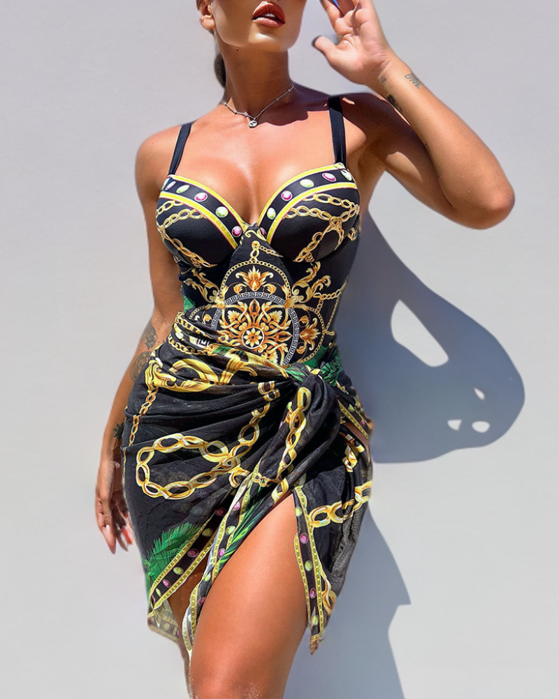 Petra | Badeanzug mit Push-up und Strandrock