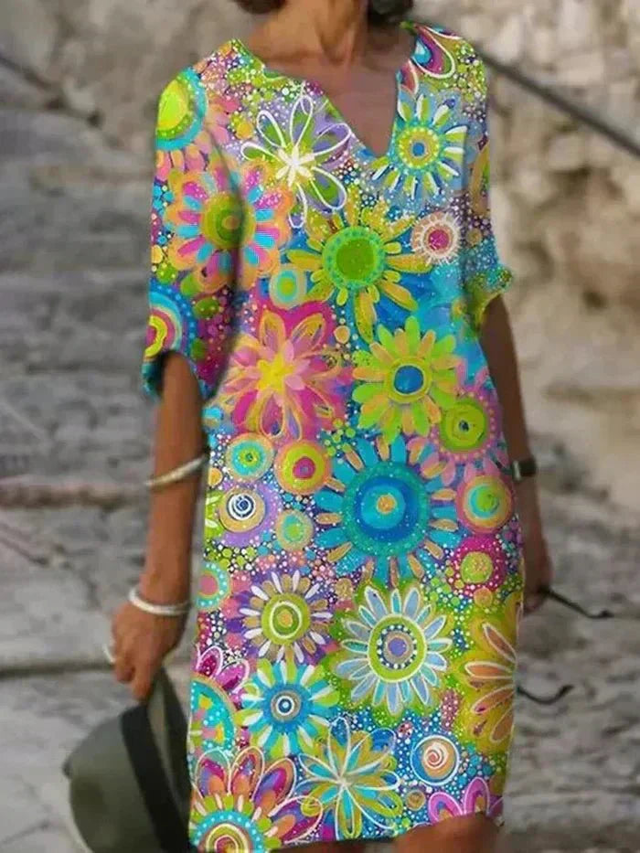 Lena | Verspieltes Midi-Kleid mit Blumenprint
