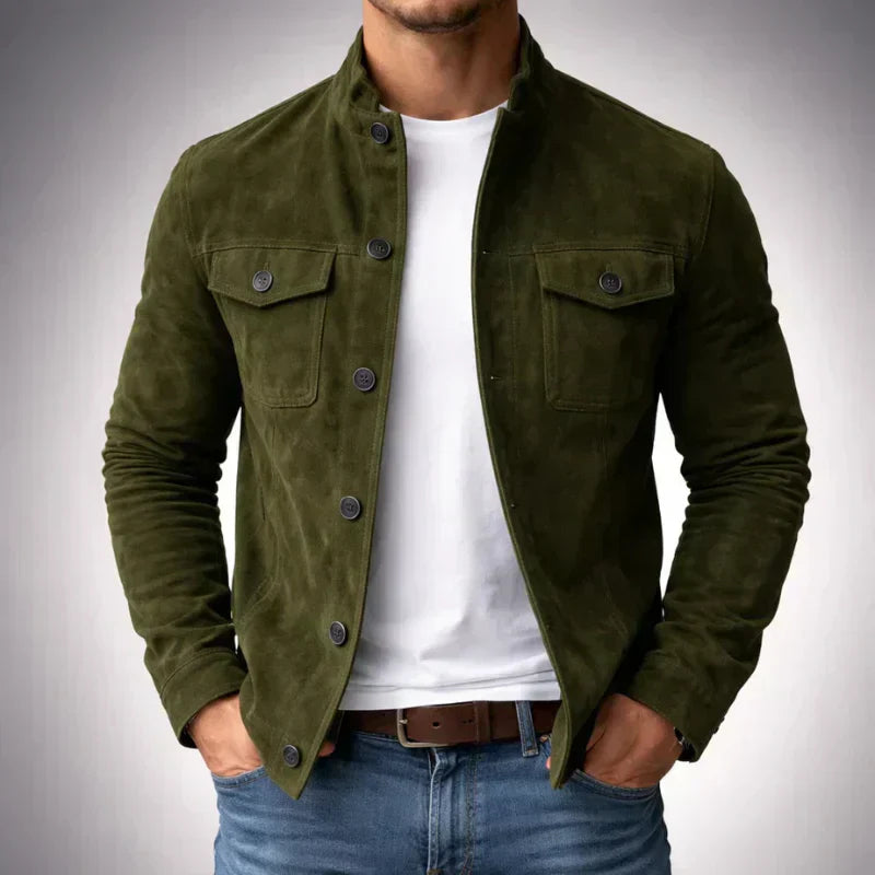 Emil | Klassische Lederjacke mit Knopfleiste