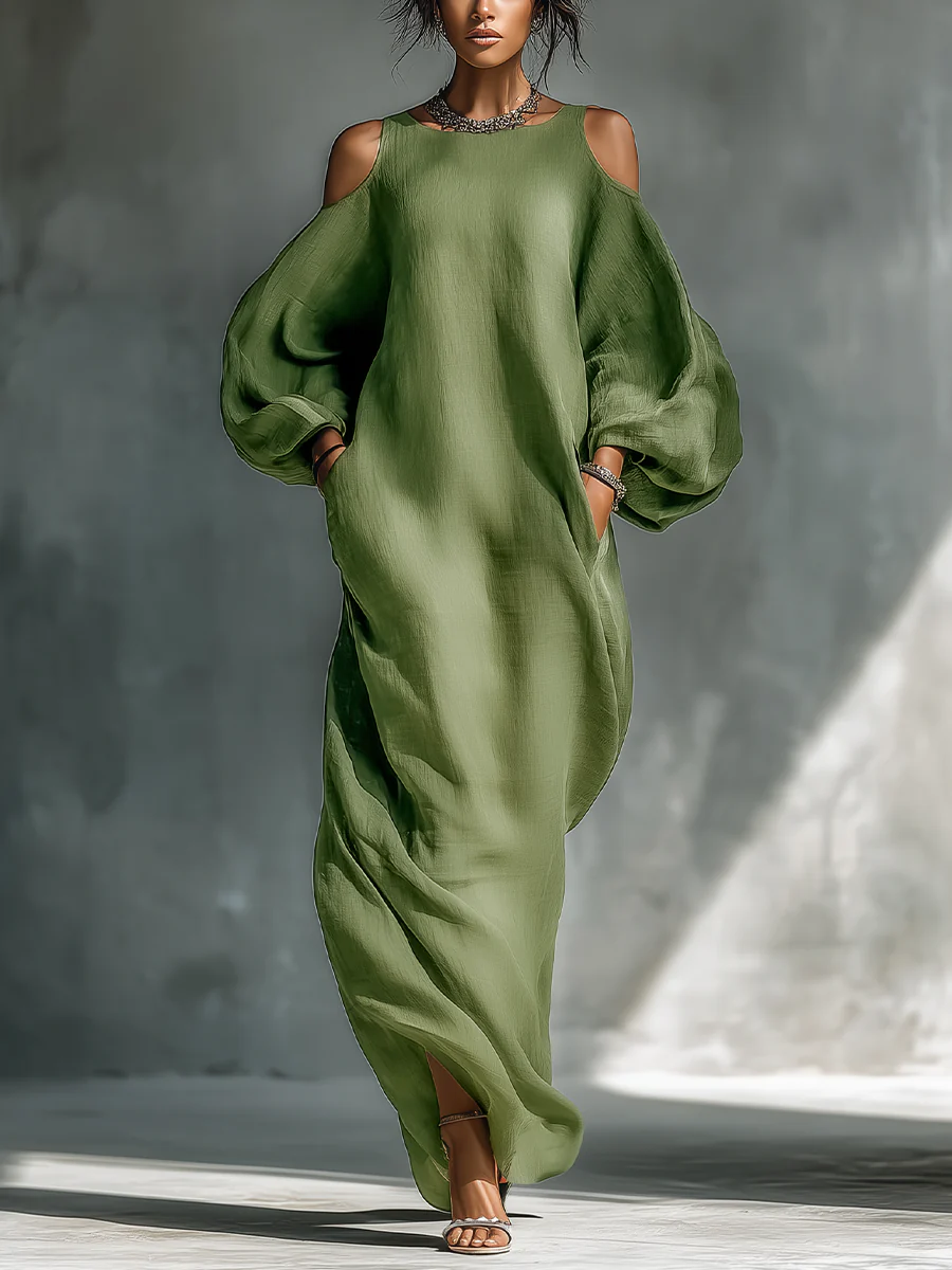 Vivienne | Schulterfreies Maxikleid mit Puffärmeln