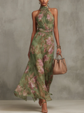 Vera | Rückenfreies Maxikleid mit Blütenprint