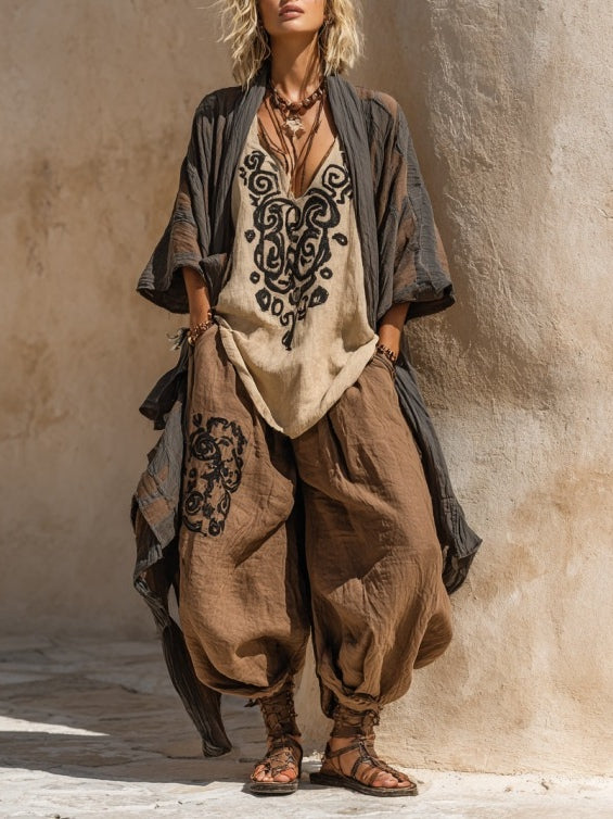 Vera | Boho-Kunstdruck Dreiteiliges Ensemble