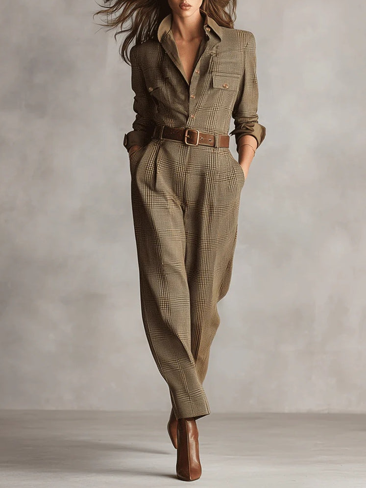 Vera | Raffinierter Tweed-Jumpsuit mit Gürtel