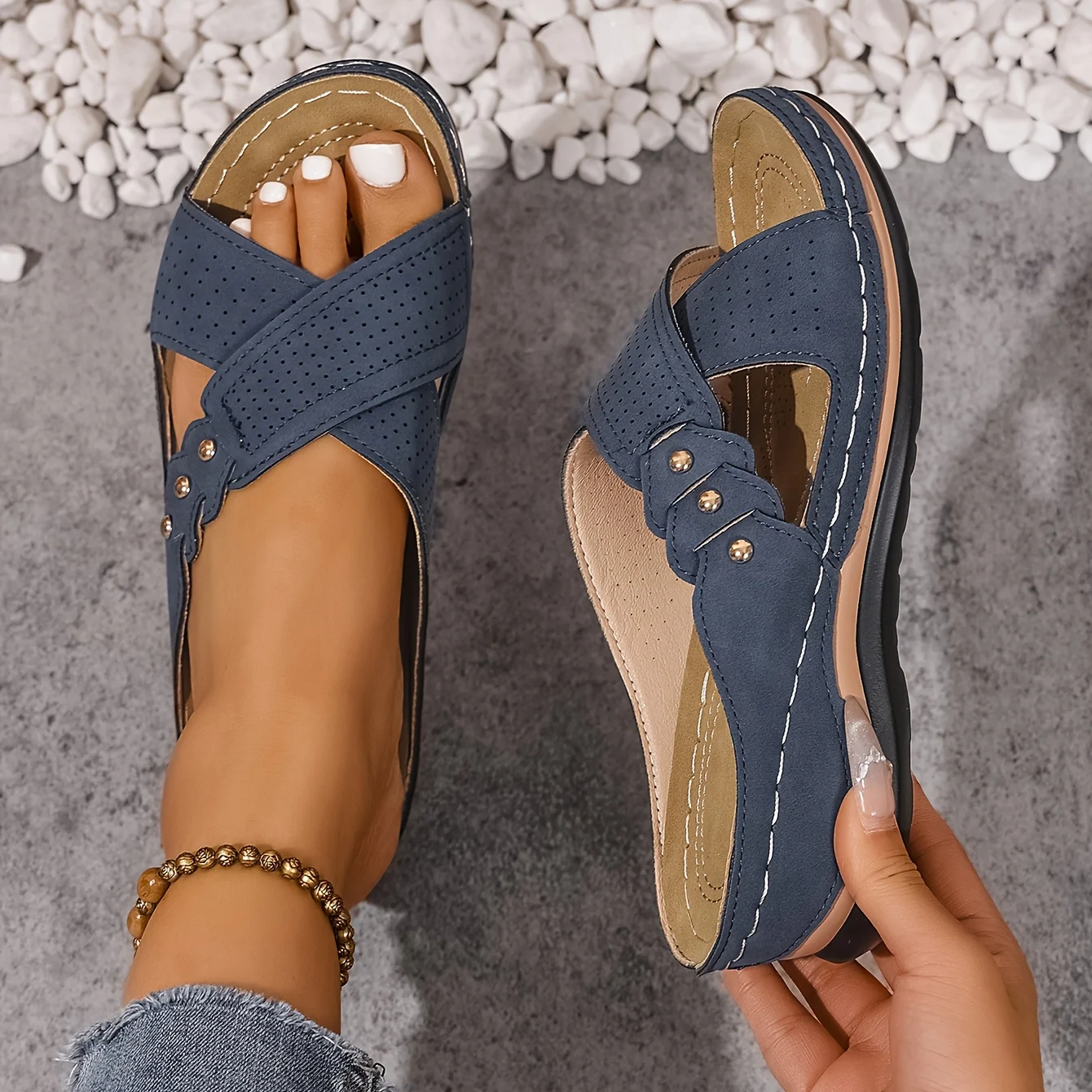 Frieda | Bequeme Keilabsatz-Sandalen mit Stütze