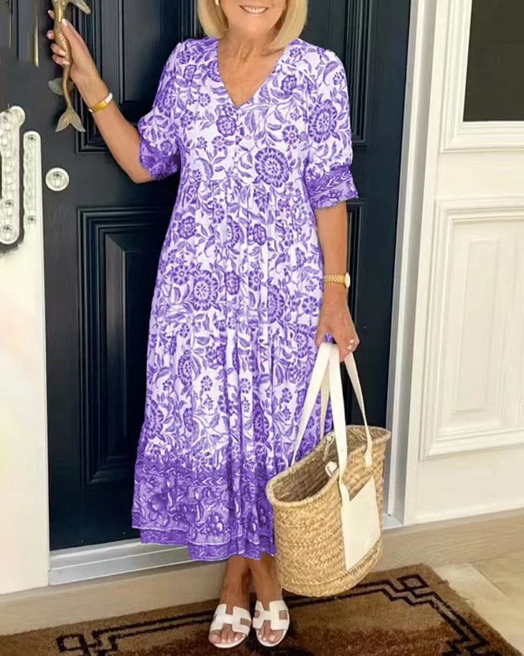Vera | Romantisches Blumenkleid mit V-Ausschnitt
