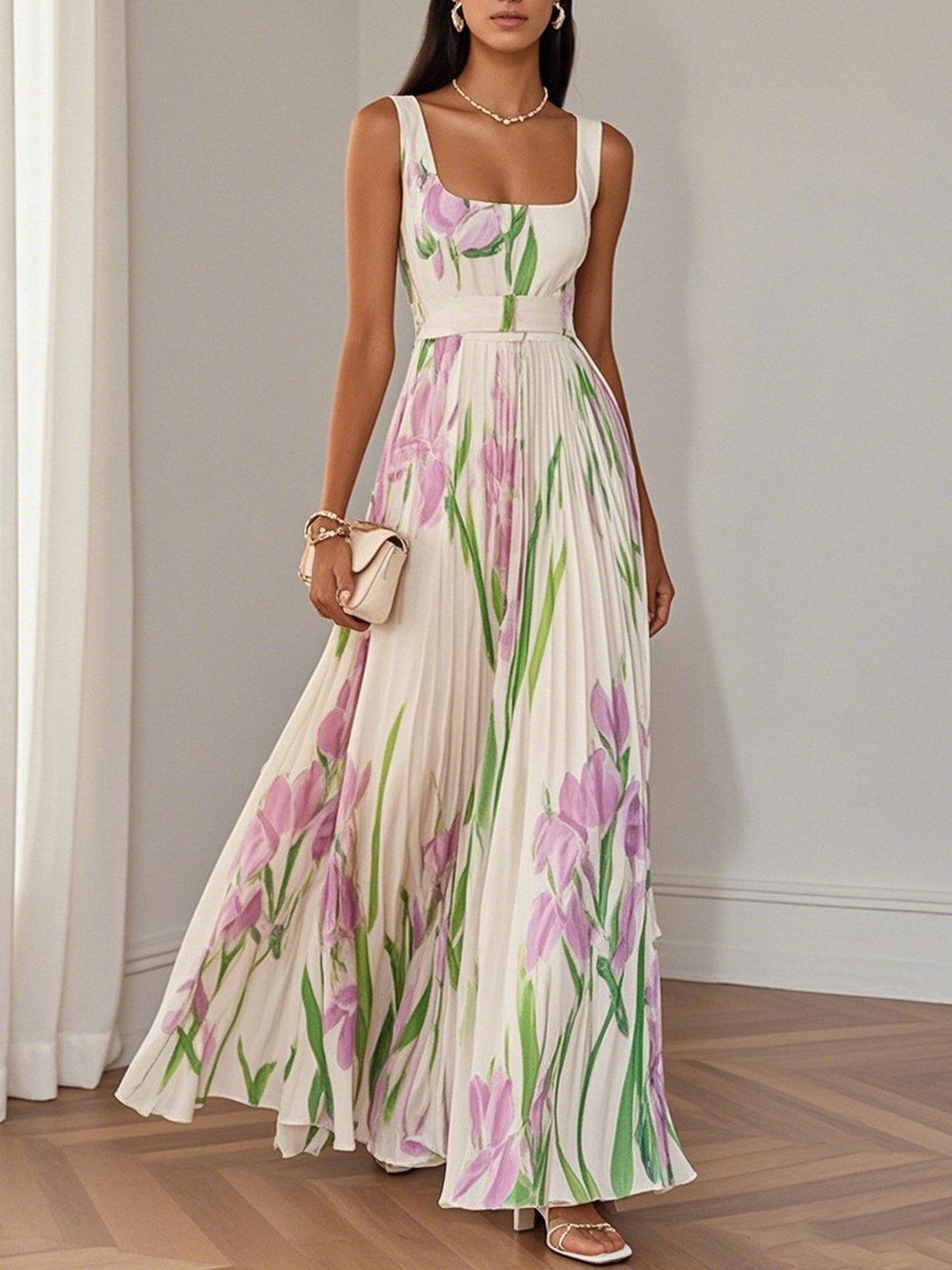 Vera | Zierliches Chiffon-Maxikleid in Weiß