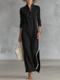 Vera | Langes Sweatkleid mit Knopfdetails