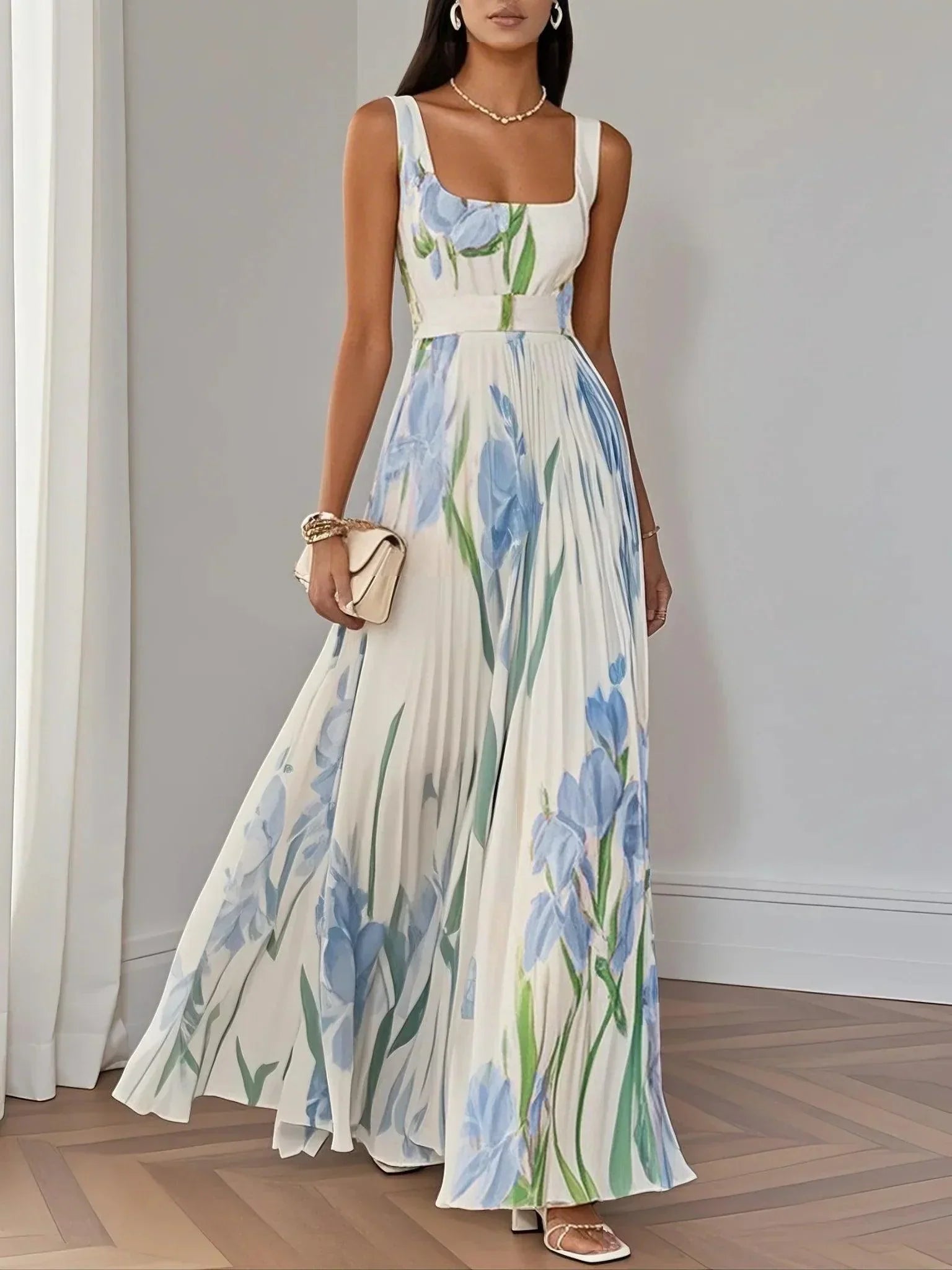 Vera | Zierliches Chiffon-Maxikleid in Weiß