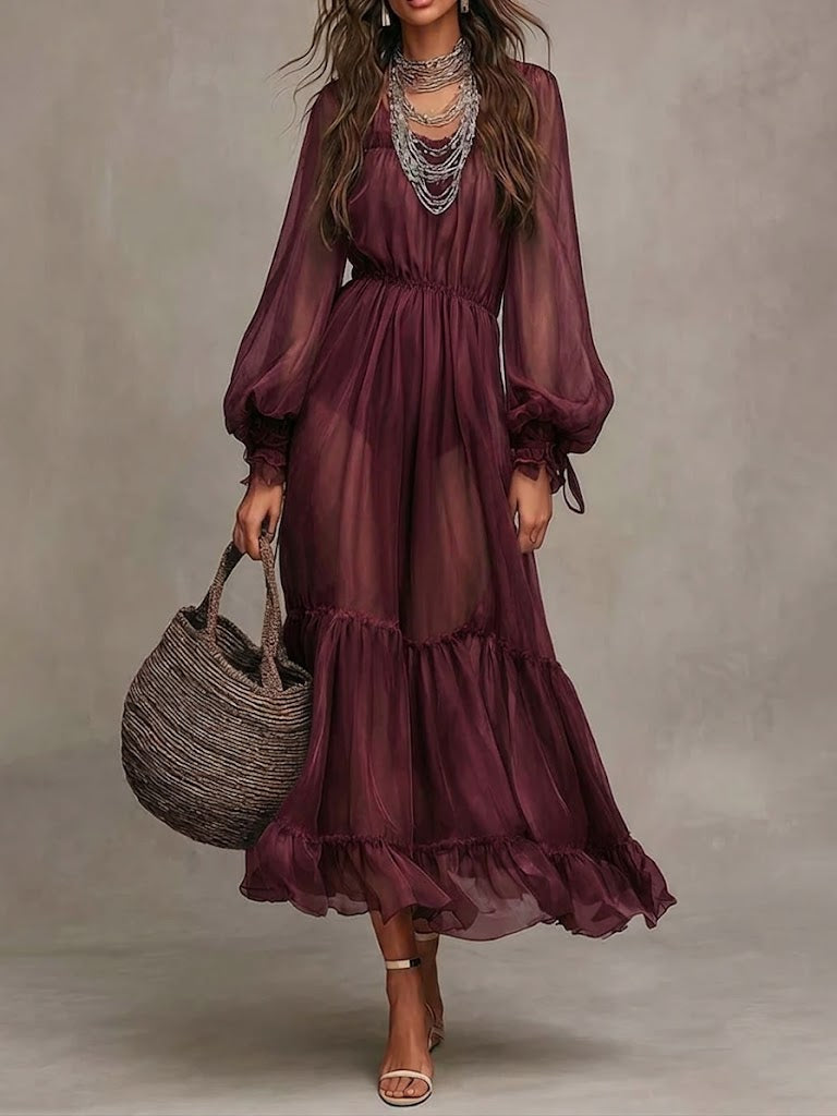 Vera | Feminines Midi-Kleid mit V-Ausschnitt
