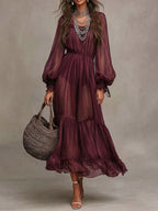 Vera | Feminines Midi-Kleid mit V-Ausschnitt