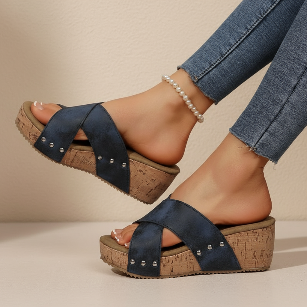 Vera | Vintage Keilabsatz-Sandalen mit Riemen