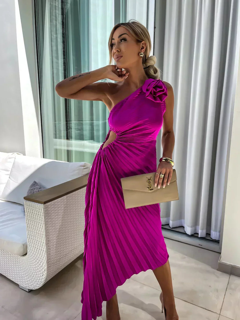 Vera | Schulterfreies Maxi-Kleid mit Blumenmuster