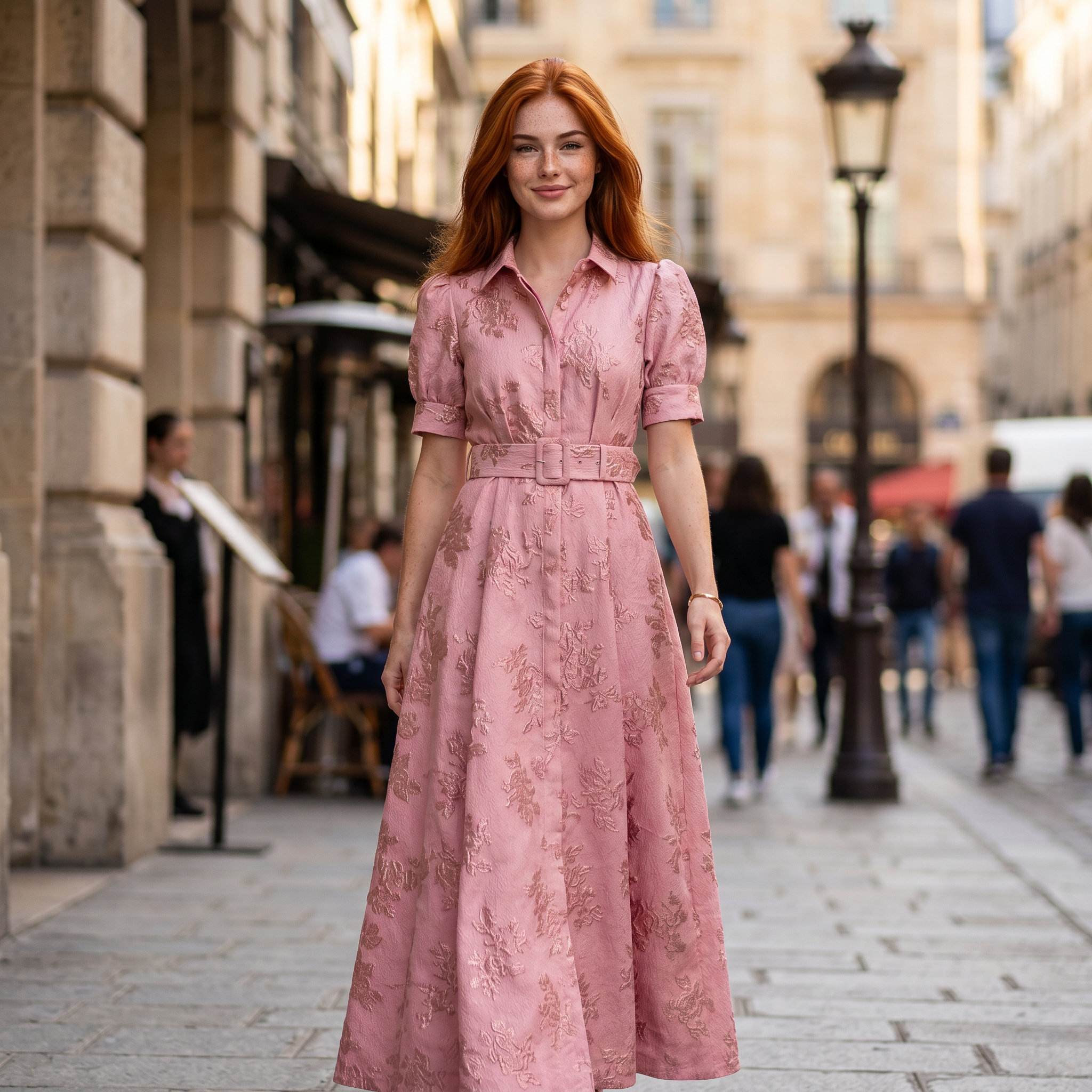 „Frieda | Florales Maxikleid mit Bindegürtel