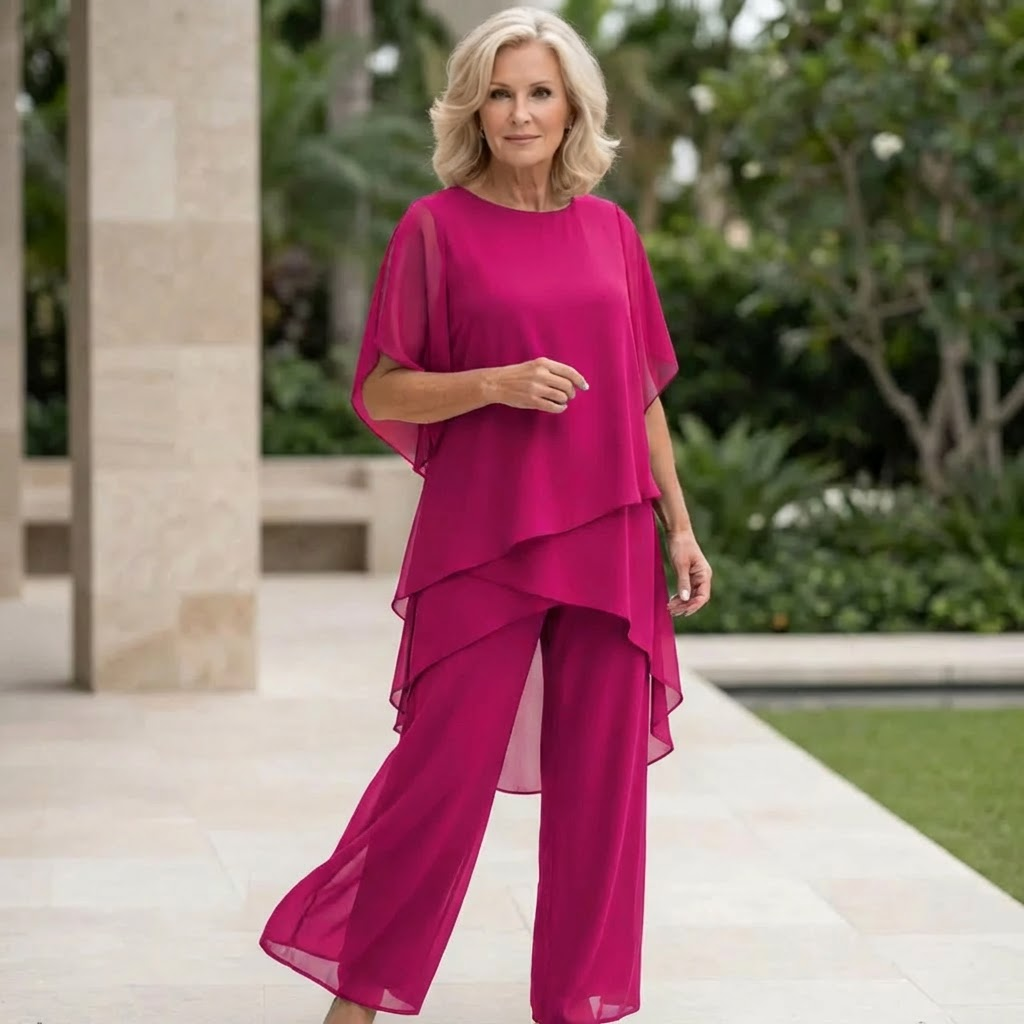 Frieda | Fließendes Palazzo-Set mit Drapierung