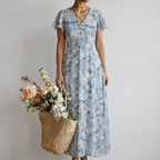 Klara | Florales Chiffon-Maxikleid mit Leichtigkeit